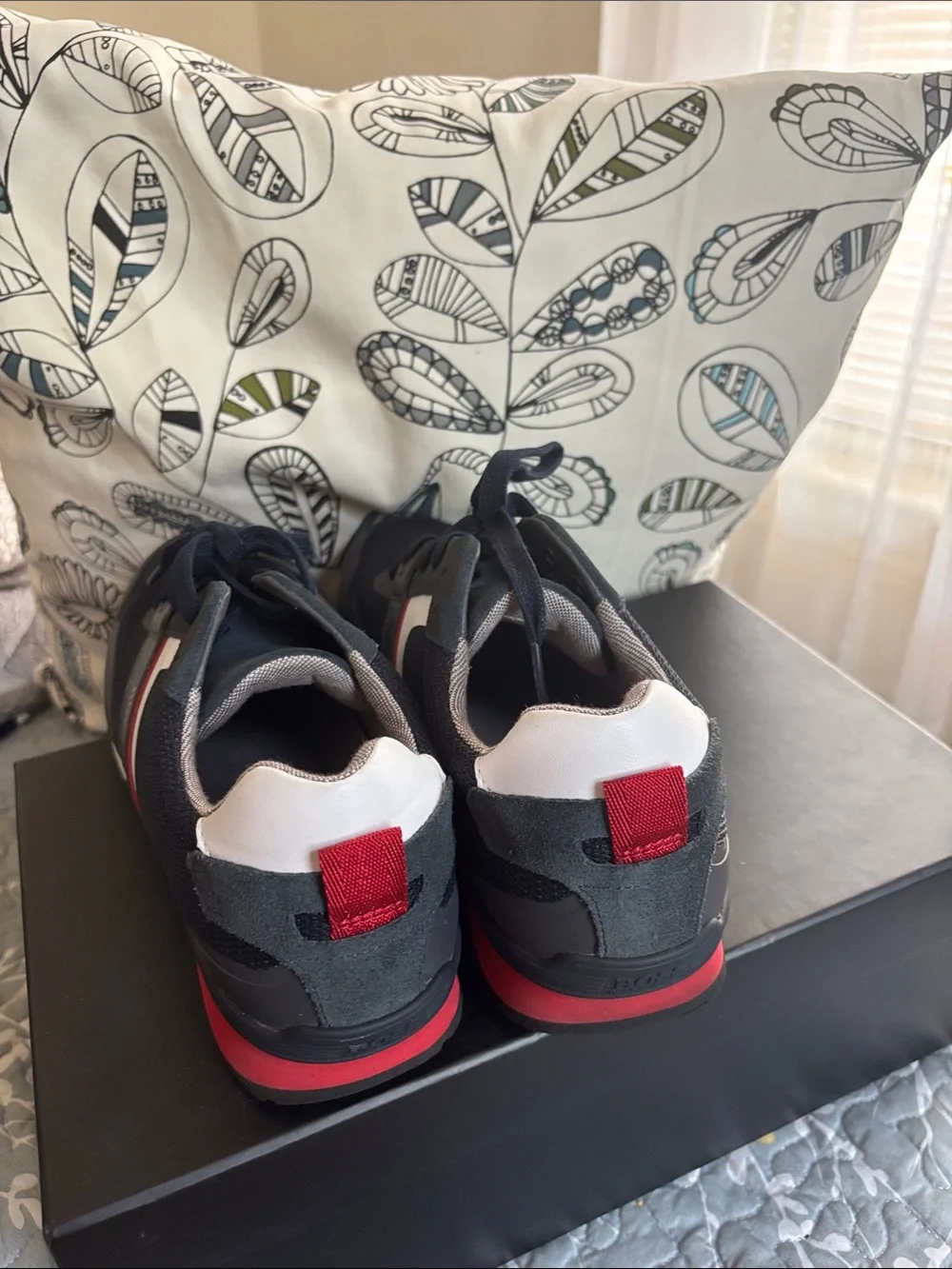 Boss Men's Black, White, Red & Blue Athletic Sneakers